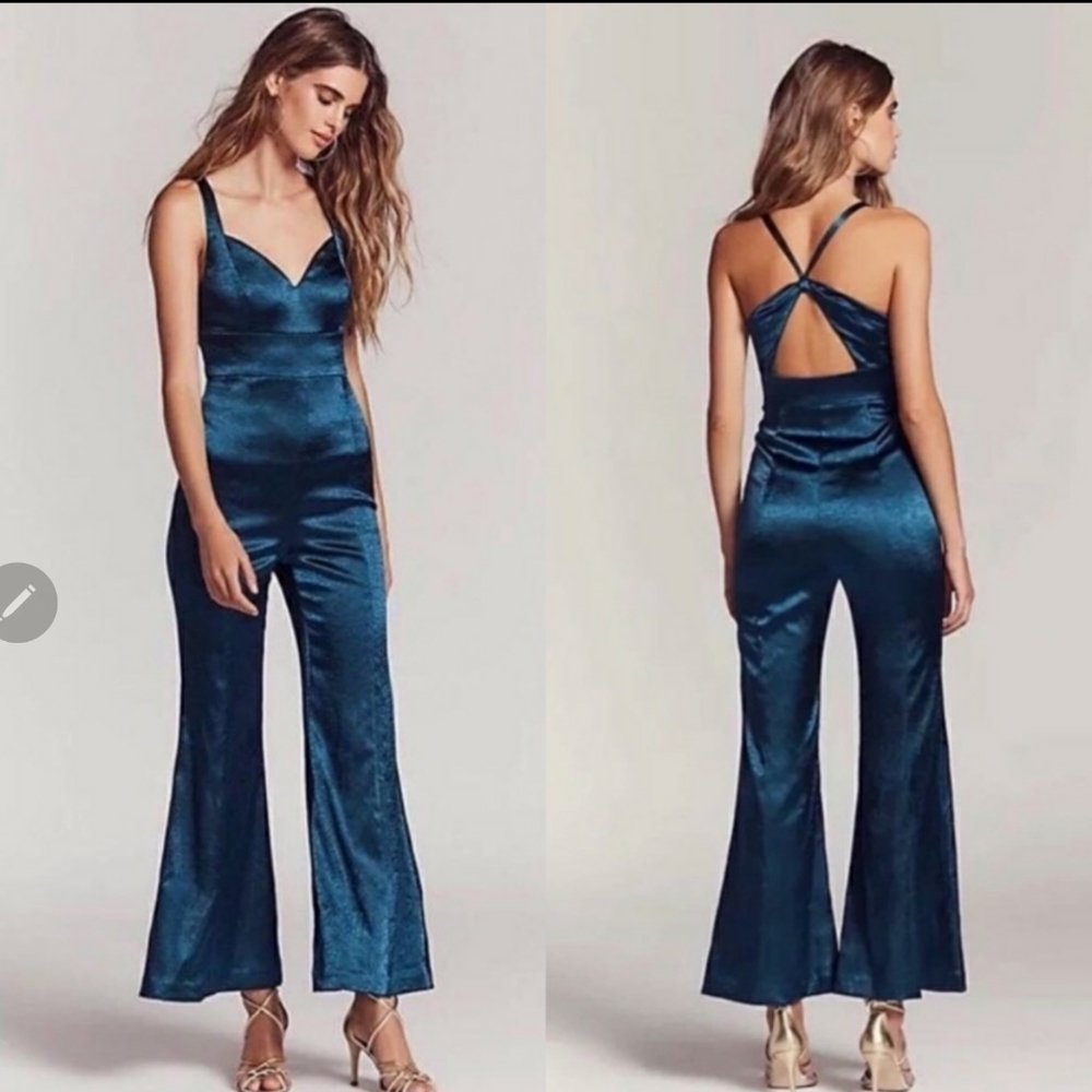 🎉HP 9/27🎊 Free People Emerald Bell Bottom Jumpsuit - 4 -**1 Left!!*** - Picture 1 of 16